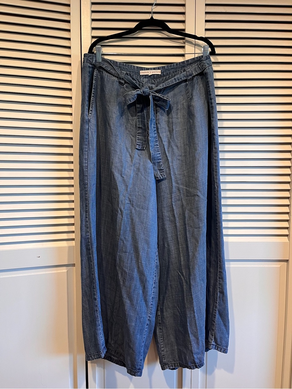 Tie-Waist Wide Leg Flowy Pants - Blue